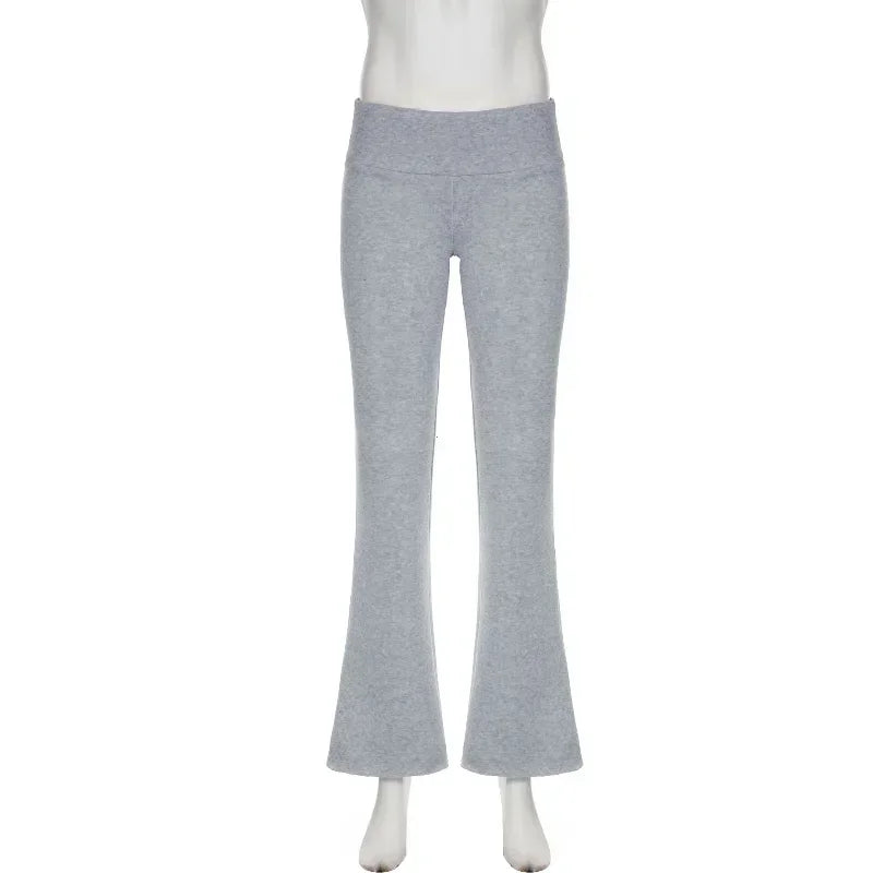 Casual Sexy Basic Solid Flare Pants Y2K Slim Low-Waisted